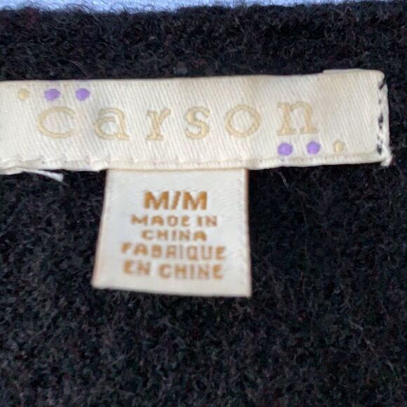 Carson medium 100% wool black vest with fringed bottom - Picture 2 of 7